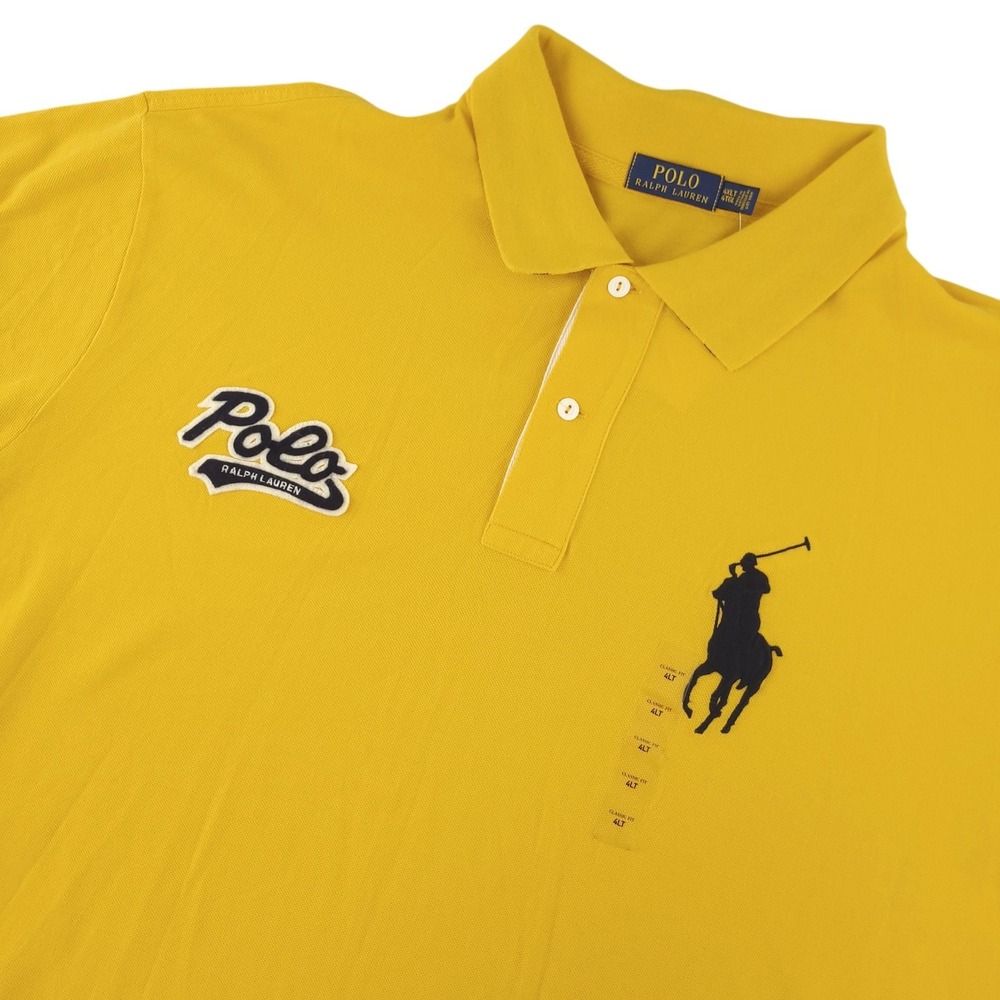 Polo Ralph Lauren Polo Shirt Mens 4XLT Yellow Cotton Big Pony Logo Casual Top